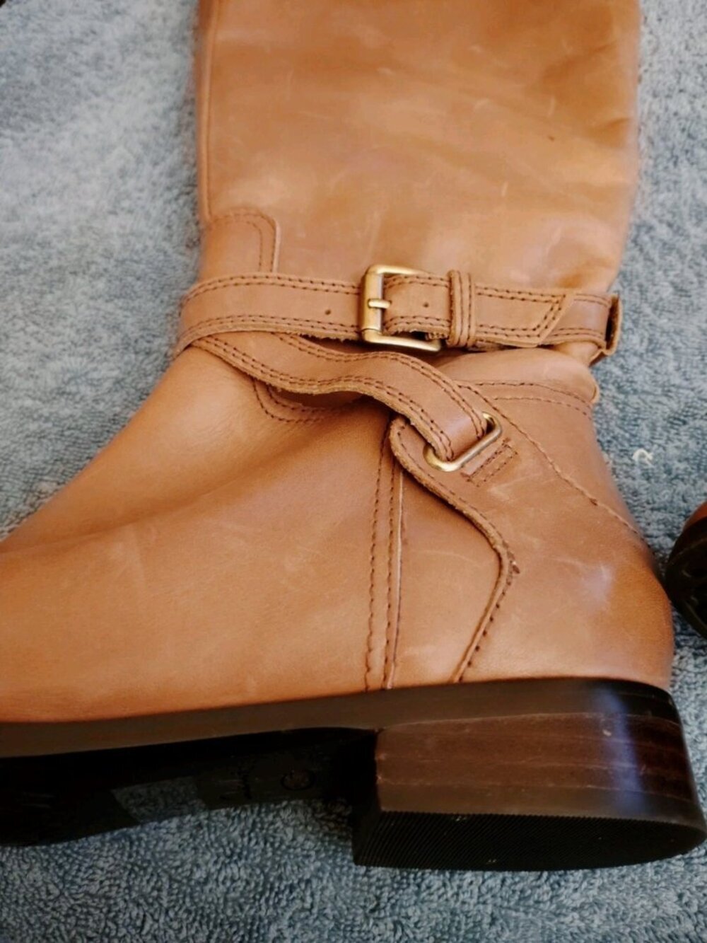 Clarks Riding Tall Boots Womens Size 6.5 M Brown Leather Zip Buckles - Picture 10 of 12